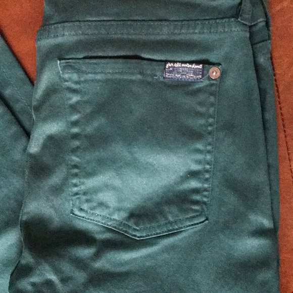 7 For All Mankind Waxed Canvas Jeans. Green. Sz 28 - Picture 3 of 7